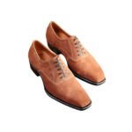 Sandton — Men's Camel Tan Genuine Suede Wholecut Oxford Lace-Up Smart Casual Dress Shoes with Leather Sole