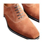 Sandton — Men's Camel Tan Genuine Suede Wholecut Oxford Lace-Up Smart Casual Dress Shoes with Leather Sole - Image 2