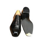 Knighton — Men's Jet Black Genuine Leather Cap-Toe Oxford Brogue Lace-Up Formal Dress Shoes with Rubber Sole