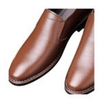 Sloane — Men's Tan Brown Genuine Leather Plain Toe Slip-On Loafer Smart Casual Dress Shoes with Leather Sole - Image 2