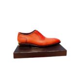 clifton — men's tan brown genuine leather cap-toe oxford brogue lace-up formal dress shoes with leather sole like that name and title - Image 2