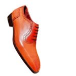 clifton — men's tan brown genuine leather cap-toe oxford brogue lace-up formal dress shoes with leather sole like that name and title - Image 3