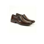 Romano — Men's Dark Brown Leather Square-Toe Slip-On Business Formal Shoes with Stacked Heel - Image 2