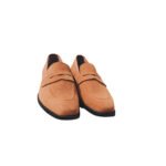 Paxton — Men's Camel Tan Genuine Suede Penny Loafer Slip-On Smart Casual Dress Shoes with Rubber Sole
