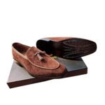 Rossini — Men's Dusty Rose Brown Genuine Suede Tassel Loafer Slip-On Smart Casual Dress Shoes with Leather Sole - Image 2