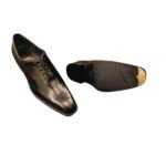 Titanio — Men's Gunmetal Grey Burnished Genuine Leather Wholecut Oxford Lace-Up Formal Dress Shoes with Leather Sole - Image 2