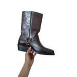 Castello — Men's Dark Burgundy Oxblood Genuine Leather Square-Toe Mid-Calf Riding Boots with Leather Sole - Image 2