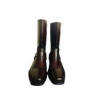 Castello — Men's Dark Burgundy Oxblood Genuine Leather Square-Toe Mid-Calf Riding Boots with Leather Sole