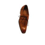 Tanaro — Men's Cognac Tan Burnished Genuine Leather Wholecut Oxford Lace-Up Formal Dress Shoes with Leather Sole - Image 3