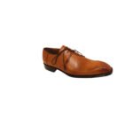 Tanaro — Men's Cognac Tan Burnished Genuine Leather Wholecut Oxford Lace-Up Formal Dress Shoes with Leather Sole - Image 4