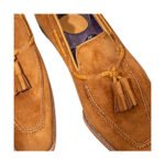 Vicente — Men's Tan Camel Suede Brogue Tassel Slip-On Loafer Shoes - Image 2