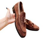 Rossini — Men's Dusty Rose Brown Genuine Suede Tassel Loafer Slip-On Smart Casual Dress Shoes with Leather Sole - Image 3