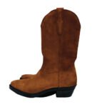Rancho — Men's Cognac Tan Genuine Suede Pointed-Toe Western Cowboy Pull-On Mid-Calf Boots with Leather Sole - Image 3