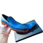 Carnival — Men's Royal Blue & Red Multi-Color Hand-Painted Genuine Leather Slip-On Loafer Smart Casual Dress Shoes with Leather Sole - Image 3