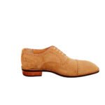 Sabbia — Men's Sand Beige Genuine Suede Cap-Toe Oxford Brogue Lace-Up Smart Casual Dress Shoes with Leather Sole - Image 2