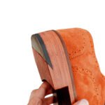 Arancio — Men's Burnt Orange Genuine Suede Wingtip Brogue Oxford Lace-Up Smart Casual Dress Shoes with Leather Sole - Image 3