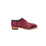 Vino — Men's Deep Burgundy Wine Genuine Suede Cap-Toe Oxford Brogue Lace-Up Smart Casual Dress Shoes with White Leather Sole - Image 4