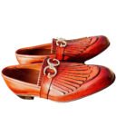 Fiorino — Men's Cognac Tan Genuine Leather Fringe Kiltie Gold Buckle Slip-On Loafer Smart Casual Dress Shoes with Leather Sole - Image 2