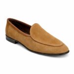 Lugano — Men's Camel Tan Genuine Suede Plain Toe Slip-On Loafer Smart Casual Dress Shoes with Leather Sole - Image 3