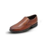 Antonio — Men's Tan Brown Leather Plain-Toe Slip-On Business Formal Shoes with Rubber Sole - Image 2