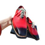clifton — men's tan brown genuine leather cap-toe oxford brogue lace-up formal dress shoes with leather sole like that name and title - Image 2