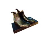 Serpente — Men's Olive Green Genuine Python Snake Embossed Leather Chelsea Slip-On Ankle Boots with Leather Sole