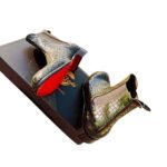 Serpente — Men's Olive Green Genuine Python Snake Embossed Leather Chelsea Slip-On Ankle Boots with Leather Sole - Image 2