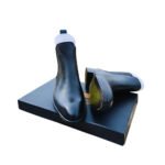 Notturno — Men's Jet Black Genuine Leather Plain Toe Chelsea Elastic Slip-On Ankle Boots with Leather Sole - Image 2