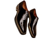 Ebano — Men's Dark Espresso Brown High-Shine Genuine Leather Wholecut Oxford Lace-Up Formal Dress Shoes with Leather Sole
