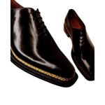 Ebano — Men's Dark Espresso Brown High-Shine Genuine Leather Wholecut Oxford Lace-Up Formal Dress Shoes with Leather Sole - Image 2