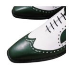 Giacomo — Men's Green & White Two-Tone Leather Wingtip Full-Brogue Pointed-Toe Lace-Up Oxford Dress Shoes - Image 2