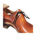 Nobile — Men's Tan Cognac Hand-Burnished Leather Wholecut Plain-Toe Chisel-Toe Derby Dress Shoe with Stacked Leather Heel - Image 2