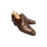 Imperiale — Men's Dark Brown Hand-Burnished Leather Wingtip Brogue Lace-Up Oxford Dress Shoes with Leather Sole