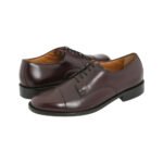Signore — Men's Dark Brown High-Shine Leather Cap-Toe Lace-Up Oxford Formal Dress Shoes with Leather Sole