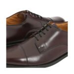 Signore — Men's Dark Brown High-Shine Leather Cap-Toe Lace-Up Oxford Formal Dress Shoes with Leather Sole - Image 2