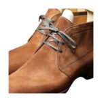 Deserto — Men's Tan Camel Suede Plain-Toe Lace-Up Chukka Ankle Boots with Grey Laces & Leather Sole - Image 2