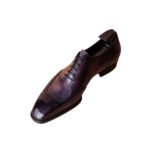 Viola — Men's Deep Purple Plum Hand-Patina Leather Wingtip Full-Brogue Square-Toe Lace-Up Oxford Luxury Dress Shoes"