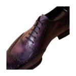 Viola — Men's Deep Purple Plum Hand-Patina Leather Wingtip Full-Brogue Square-Toe Lace-Up Oxford Luxury Dress Shoes" - Image 2