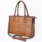 Coccodrazza — Women's Warm Tan Genuine Crocodile-Embossed Leather Double Top Handle Crossbody Shoulder Handbag