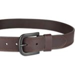 Brockfeld — Men's Rich Dark Brown Genuine Leather Classic Pin-Buckle Double-Stitched Edge Everyday Casual Heritage Belt - Image 2