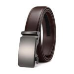 Molvdex — Men's Deep Dark Brown Genuine Leather Matte-Black Auto-Ratchet Plate-Buckle Smooth-Edge Elegant Executive Business Belt - Image 2