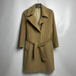 Cintura Classica — Women's Camel Tan Genuine Wool Blend Slim Fit Belted Midi Trench Coat with Wide Notch Lapel Collar Single-Breasted Gold-Tone Button Front Elegant Sophisticated Timeless Everyday Outerwear