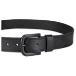 Zolvdex — Men's Jet Black Genuine Leather Matte-Black Pin-Buckle Double-Border Edge Bold Casual Smart Everyday Heritage Belt - Image 2