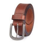 Naveltro — Men's Deep Navy Blue Genuine Leather Automatic Ratchet Sliding-Buckle Trim-Edge Executive Business Belt i need title and name like that not same