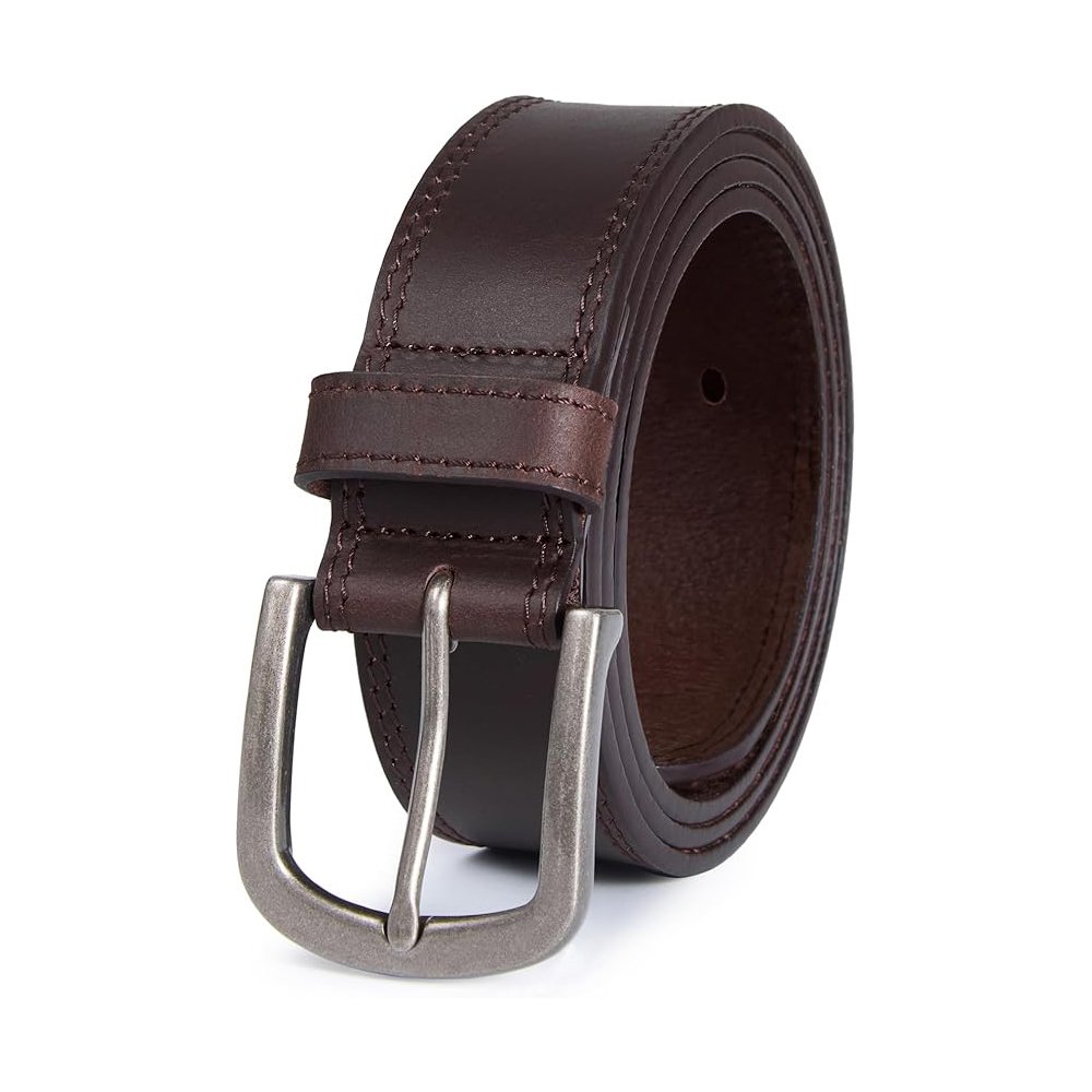S2 Brockfeld — Men's Rich Dark Brown Genuine Leather Classic Pin-Buckle Double-Stitched Edge Everyday Casual Heritage Belt - Image 1