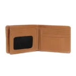 Caramellozzo — Men's Warm Caramel Tan Genuine Smooth Full-Grain Leather Classic Bifold Card Wallet - Image 2
