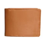 Caramellozzo — Men's Warm Caramel Tan Genuine Smooth Full-Grain Leather Classic Bifold Card Wallet