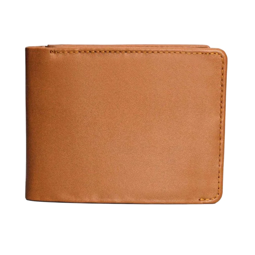 W10 Caramellozzo — Men's Warm Caramel Tan Genuine Smooth Full-Grain Leather Classic Bifold Card Wallet - Image 1