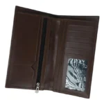 Cordovazzo — Men's Deep Chocolate Brown Genuine Polished Leather Slim Long Bifold Clutch Wallet - Image 2