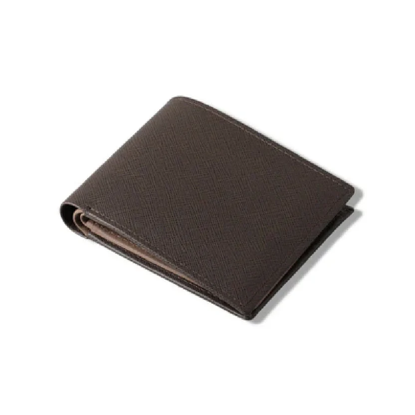 W15 Granitozzo — Men's Deep Dark Brown Genuine Pebble-Grain Leather Classic Bifold Card Wallet - Image 1